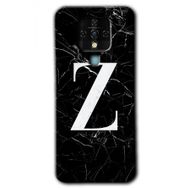 Tecno Camon 16 Siyah Mermer Desenli Z Harfi Baskılı Uyumlu Silikon Kılıf