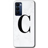 Tecno Camon 18 Beyaz Mermer Desenli Ç Harfi Baskılı Uyumlu Silikon Kılıf