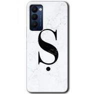 Tecno Camon 18 Beyaz Mermer Desenli Ş Harfi Baskılı Uyumlu Silikon Kılıf