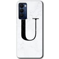Tecno Camon 18 Beyaz Mermer Desenli Ü Harfi Baskılı Uyumlu Silikon Kılıf