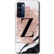 Tecno Camon 18 Pembe Mermer Desenli Z Harfi Baskılı Uyumlu Silikon Kılıf