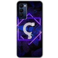 Tecno Camon 18P Dark Neon Yaprak C Harfi Baskılı Uyumlu Silikon Kılıf