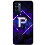 Tecno Camon 18P Dark Neon Yaprak P Harfi Baskılı Uyumlu Silikon Kılıf