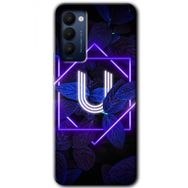 Tecno Camon 18P Dark Neon Yaprak U Harfi Baskılı Uyumlu Silikon Kılıf