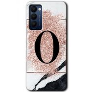 Tecno Camon 18P Pembe Mermer Desenli Ö Harfi Baskılı Uyumlu Silikon Kılıf