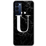 Tecno Camon 18P Siyah Mermer Desenli Ü Harfi Baskılı Uyumlu Silikon Kılıf