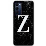Tecno Camon 18P Siyah Mermer Desenli Z Harfi Baskılı Uyumlu Silikon Kılıf
