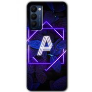 Tecno Camon 18T Dark Neon Yaprak A Harfi Baskılı Uyumlu Silikon Kılıf