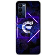 Tecno Camon 18T Dark Neon Yaprak G Harfi Baskılı Uyumlu Silikon Kılıf