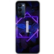 Tecno Camon 18T Dark Neon Yaprak I Harfi Baskılı Uyumlu Silikon Kılıf