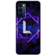 Tecno Camon 18T Dark Neon Yaprak L Harfi Baskılı Uyumlu Silikon Kılıf
