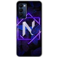 Tecno Camon 18T Dark Neon Yaprak N Harfi Baskılı Uyumlu Silikon Kılıf