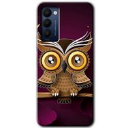 Tecno Camon 18T Owl Bird Branch Baskılı Uyumlu Silikon Kılıf