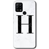 Tecno Pova Beyaz Mermer Desenli H Harfi Baskılı Uyumlu Silikon Kılıf