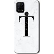 Tecno Pova Beyaz Mermer Desenli T Harfi Baskılı Uyumlu Silikon Kılıf