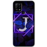 Tecno Pova Dark Neon Yaprak J Harfi Baskılı Uyumlu Silikon Kılıf