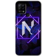 Tecno Pova Dark Neon Yaprak N Harfi Baskılı Uyumlu Silikon Kılıf