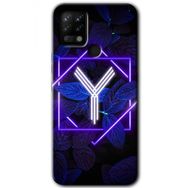 Tecno Pova Dark Neon Yaprak Y Harfi Baskılı Uyumlu Silikon Kılıf