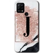 Tecno Pova Pembe Mermer Desenli J Harfi Baskılı Uyumlu Silikon Kılıf