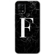 Tecno Pova Siyah Mermer Desenli F Harfi Baskılı Uyumlu Silikon Kılıf