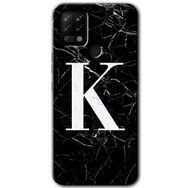 Tecno Pova Siyah Mermer Desenli K Harfi Baskılı Uyumlu Silikon Kılıf