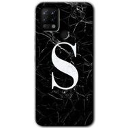 Tecno Pova Siyah Mermer Desenli S Harfi Baskılı Uyumlu Silikon Kılıf