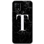 Tecno Pova Siyah Mermer Desenli T Harfi Baskılı Uyumlu Silikon Kılıf