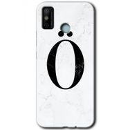 Tecno Spark 6 Go Beyaz Mermer Desenli O Harfi Baskılı Uyumlu Silikon Kılıf