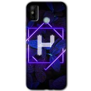 Tecno Spark 6 Go Dark Neon Yaprak H Harfi Baskılı Uyumlu Silikon Kılıf