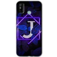 Tecno Spark 6 Go Dark Neon Yaprak J Harfi Baskılı Uyumlu Silikon Kılıf