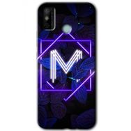 Tecno Spark 6 Go Dark Neon Yaprak M Harfi Baskılı Uyumlu Silikon Kılıf