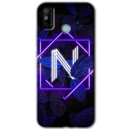 Tecno Spark 6 Go Dark Neon Yaprak N Harfi Baskılı Uyumlu Silikon Kılıf