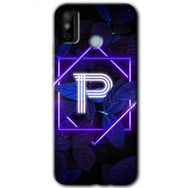 Tecno Spark 6 Go Dark Neon Yaprak P Harfi Baskılı Uyumlu Silikon Kılıf