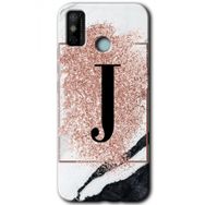 Tecno Spark 6 Go Pembe Mermer Desenli J Harfi Baskılı Uyumlu Silikon Kılıf