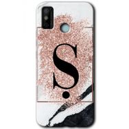 Tecno Spark 6 Go Pembe Mermer Desenli S Harfi Baskılı Uyumlu Silikon Kılıf