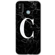 Tecno Spark 6 Go Siyah Mermer Desenli C Harfi Baskılı Uyumlu Silikon Kılıf
