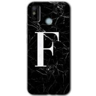 Tecno Spark 6 Go Siyah Mermer Desenli F Harfi Baskılı Uyumlu Silikon Kılıf