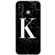 Tecno Spark 6 Go Siyah Mermer Desenli K Harfi Baskılı Uyumlu Silikon Kılıf