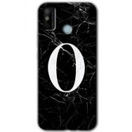 Tecno Spark 6 Go Siyah Mermer Desenli O Harfi Baskılı Uyumlu Silikon Kılıf