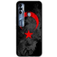 Tecno Spark 7 Pro Black Ayyıldız Baskılı Uyumlu Silikon Kılıf