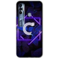 Tecno Spark 7 Pro Dark Neon Yaprak C Harfi Baskılı Uyumlu Silikon Kılıf