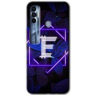 Tecno Spark 7 Pro Dark Neon Yaprak E Harfi Baskılı Uyumlu Silikon Kılıf