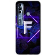Tecno Spark 7 Pro Dark Neon Yaprak F Harfi Baskılı Uyumlu Silikon Kılıf