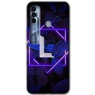 Tecno Spark 7 Pro Dark Neon Yaprak L Harfi Baskılı Uyumlu Silikon Kılıf