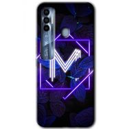 Tecno Spark 7 Pro Dark Neon Yaprak M Harfi Baskılı Uyumlu Silikon Kılıf