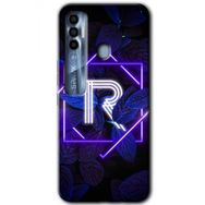 Tecno Spark 7 Pro Dark Neon Yaprak R Harfi Baskılı Uyumlu Silikon Kılıf