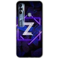 Tecno Spark 7 Pro Dark Neon Yaprak Z Harfi Baskılı Uyumlu Silikon Kılıf