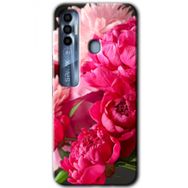Tecno Spark 7 Pro Kırmızı Beyaz Gül Baskılı Uyumlu Silikon Kılıf