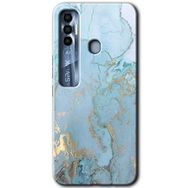 Tecno Spark 7 Pro Mavi Gold Mermer Baskılı Uyumlu Silikon Kılıf