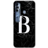 Tecno Spark 7 Pro Siyah Mermer Desenli B Harfi Baskılı Uyumlu Silikon Kılıf